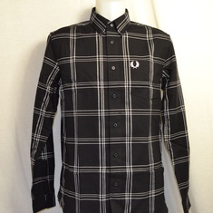 overhemd fred perry lm twill check m4693-102 zwart