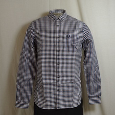 overhemd fred perry oxford gingham m7293-100 wit