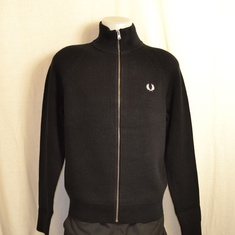 vest fred perry knitted track jacket k7518-102 zwart