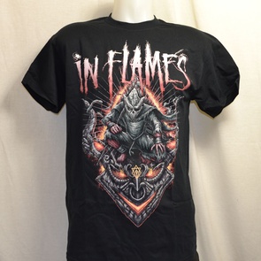 t-shirt in flames temple mask 
