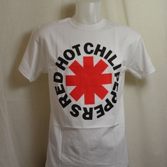 t-shirt red hot chili peppers logo wit 