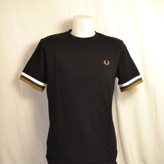 t-shirt fred perry stripped cuff m3594-102 zwart