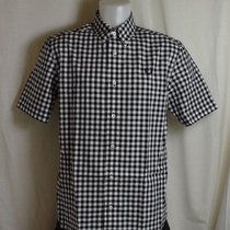 overhemd fred perry gingham m8569-100 zwart wit