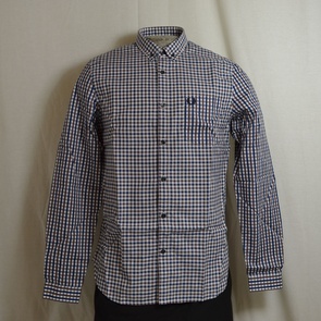 overhemd fred perry oxford gingham m7293-100 wit