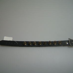 armband leer 1 rij spikes koper