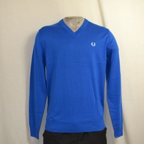 classic cotton v neck sweater blauw k8260