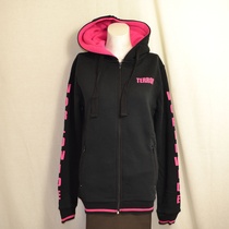 hooded vest dames terror zwart roze logo 