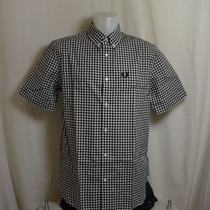 overhemd fred perry gingham zwart wit m9604-102