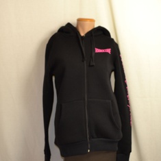 hooded vest dames hardcore zwart roze logo