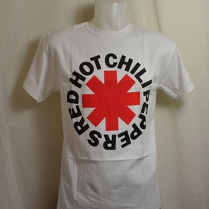 t-shirt red hot chili peppers logo wit 